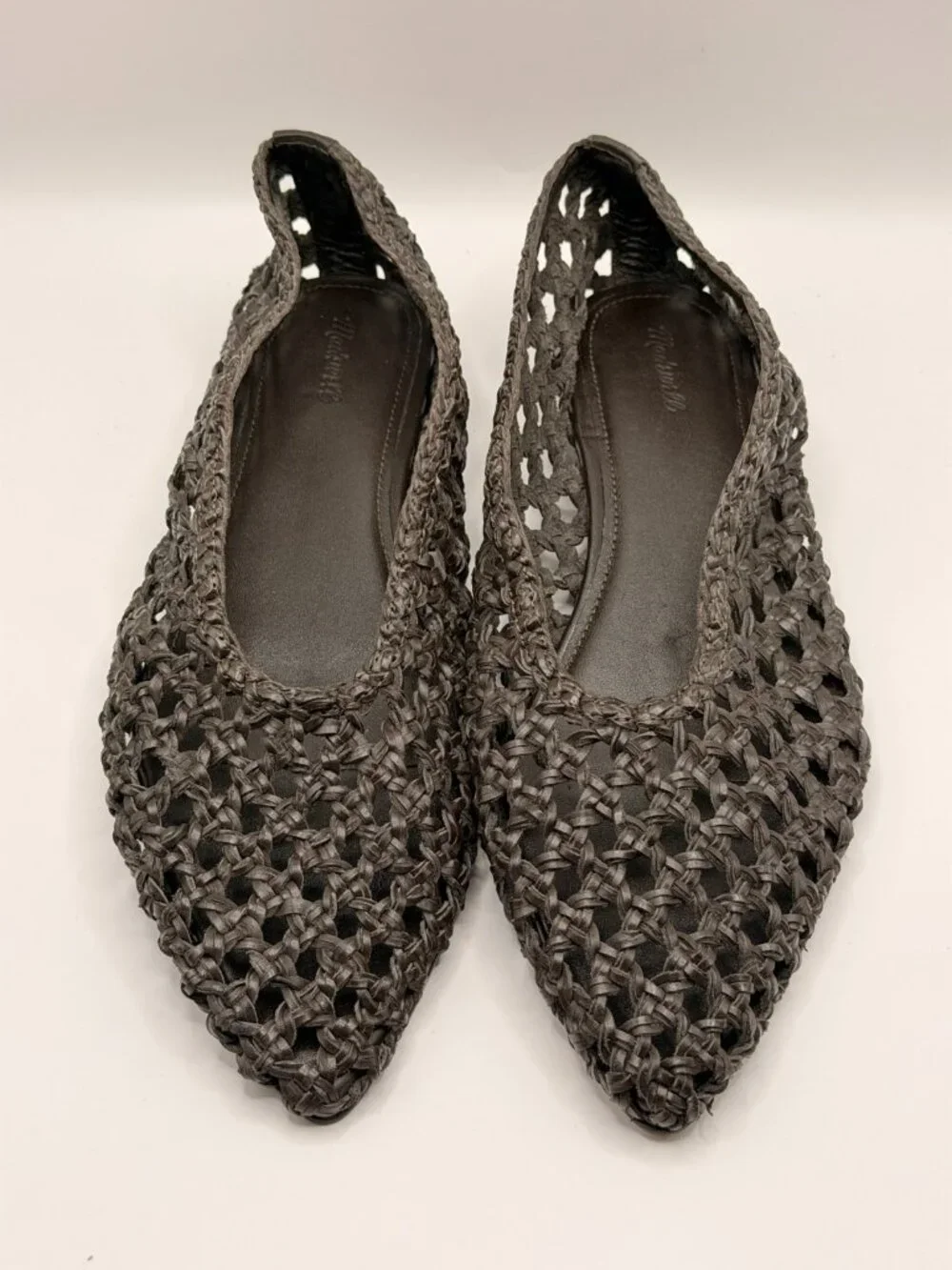 Madewell Womens The Ruth Ballet Flat in Woven Brown  Dark Carob Leather Sz 10